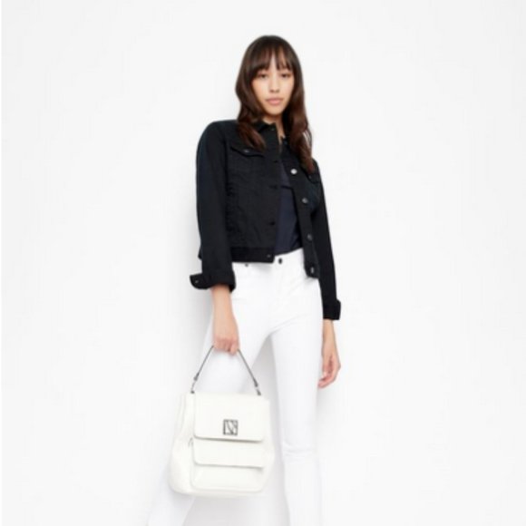 Armani Exchange Women's Slim Fit V- Neck Short Sleeve T-Shirt Navy - Picture 5 of 5